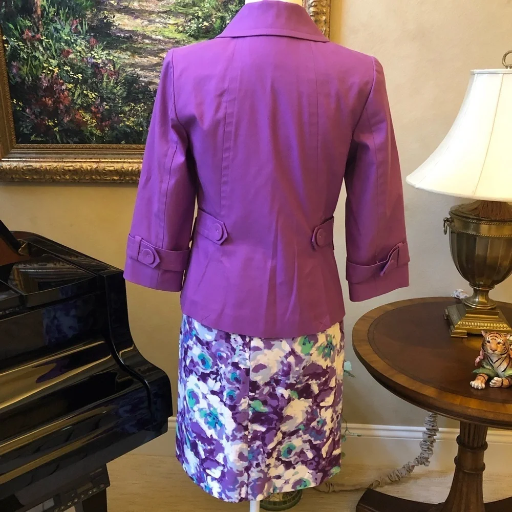 Halogen Double Breasted Button Front 3/4 Sleeve Purple Jacket Women’s Small EUC